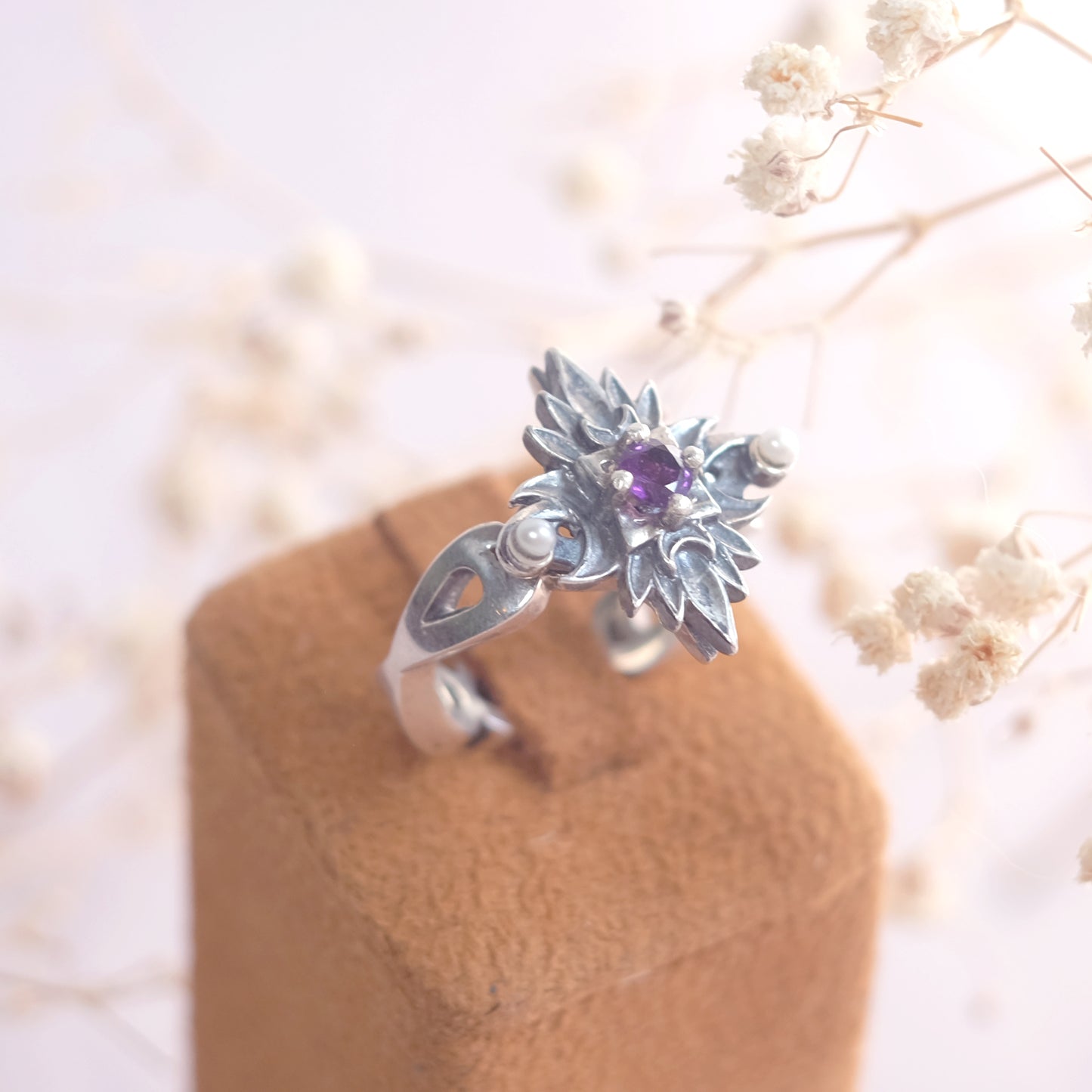 Sterling Silver Starbound Ring with Amethyst