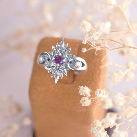 Sterling Silver Starbound Ring with Amethyst