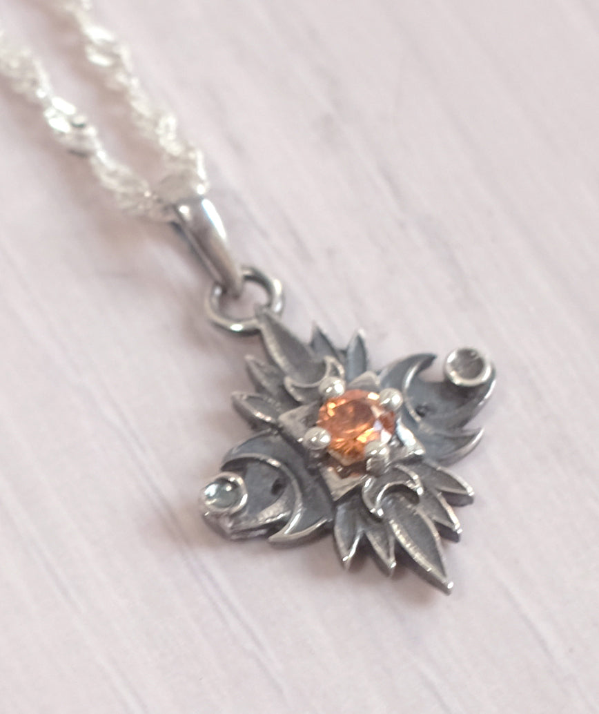 Sterling Silver Starbound Necklace Orange version with sapphire