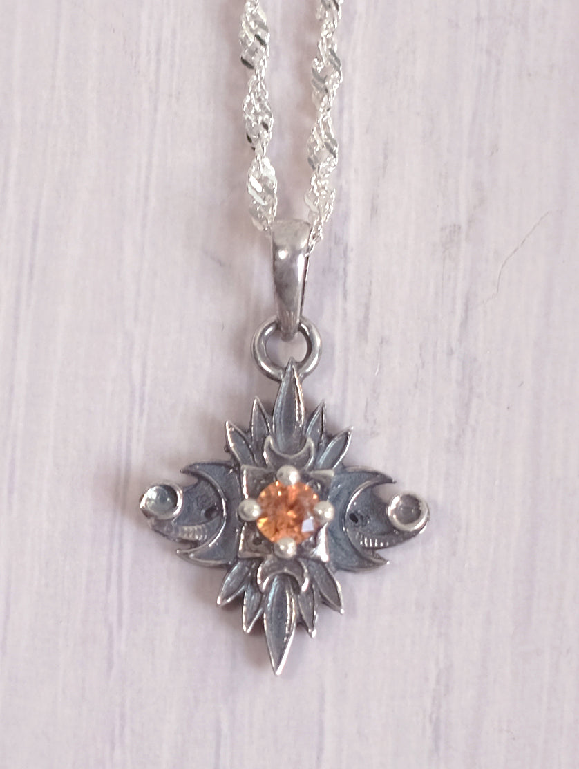 Sterling Silver Starbound Necklace Orange version with sapphire