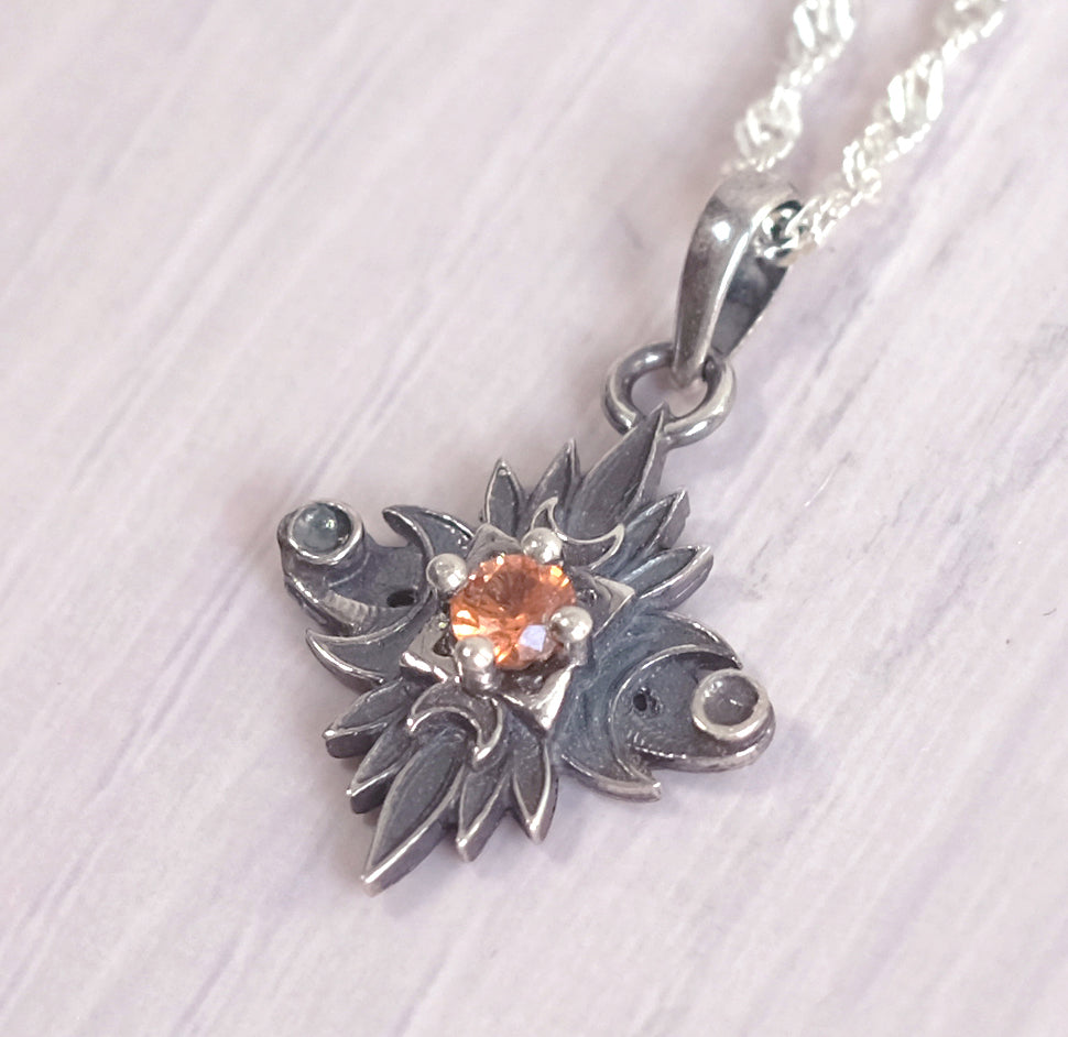 Sterling Silver Starbound Necklace Orange version with sapphire