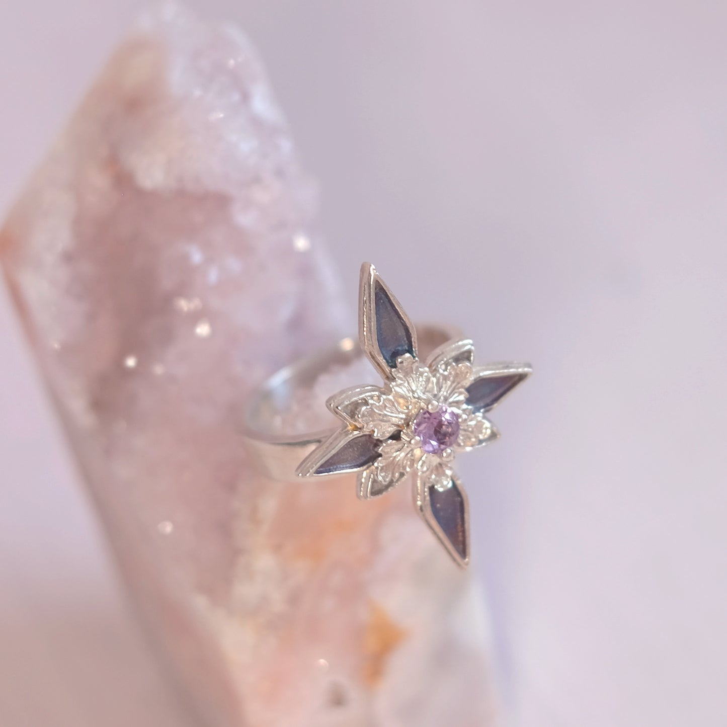 Sterling Silver Starfrost Ring with Amethyst