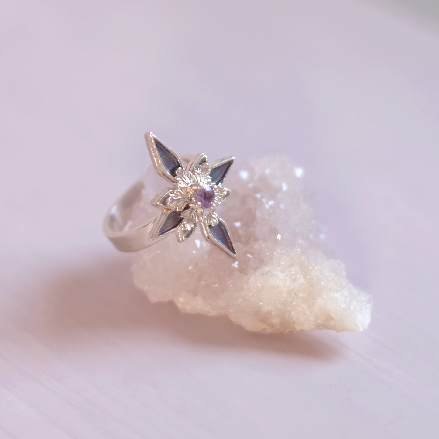 Sterling Silver Starfrost Ring with Amethyst