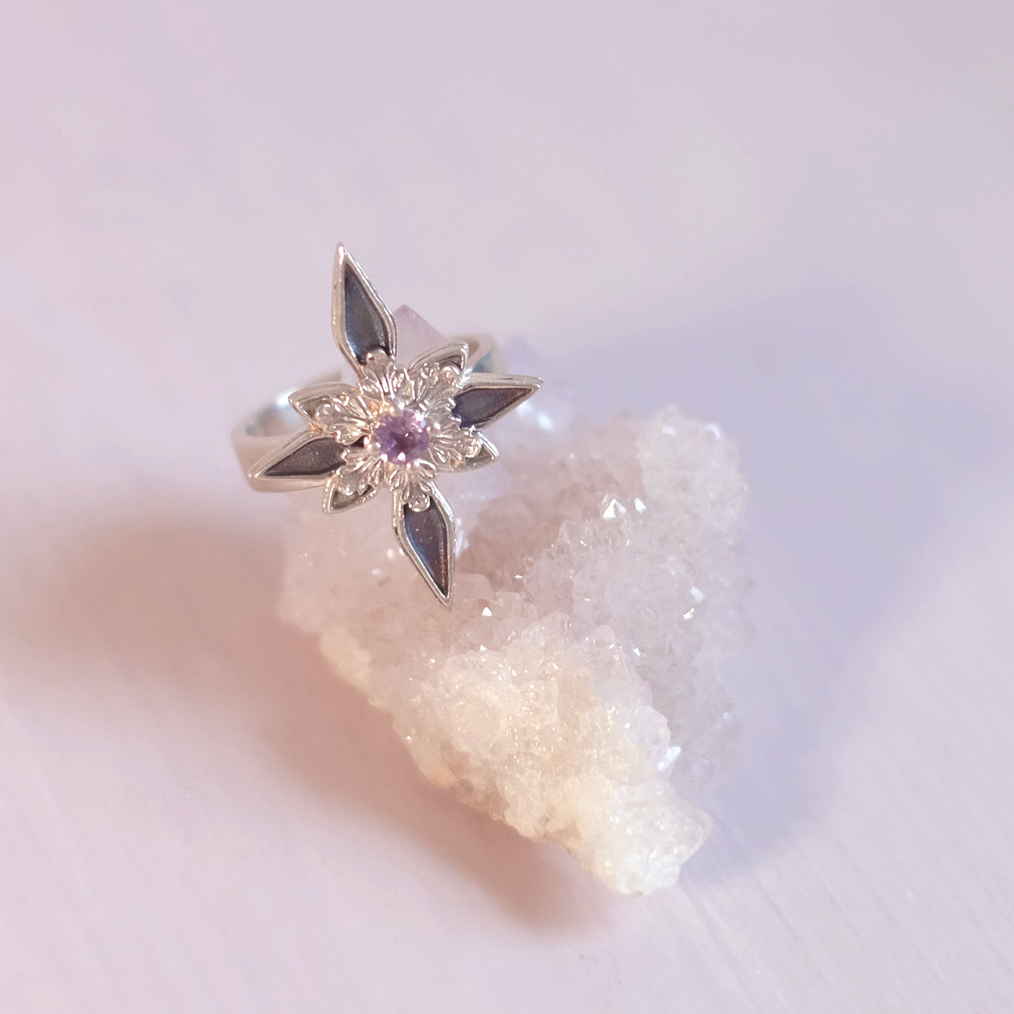 Sterling Silver Starfrost Ring with Amethyst