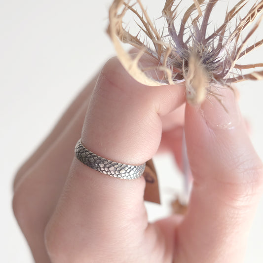 Sterling Silver Ring Dragon Scales