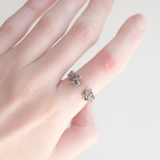 Sterling Silver Floral Open Ring