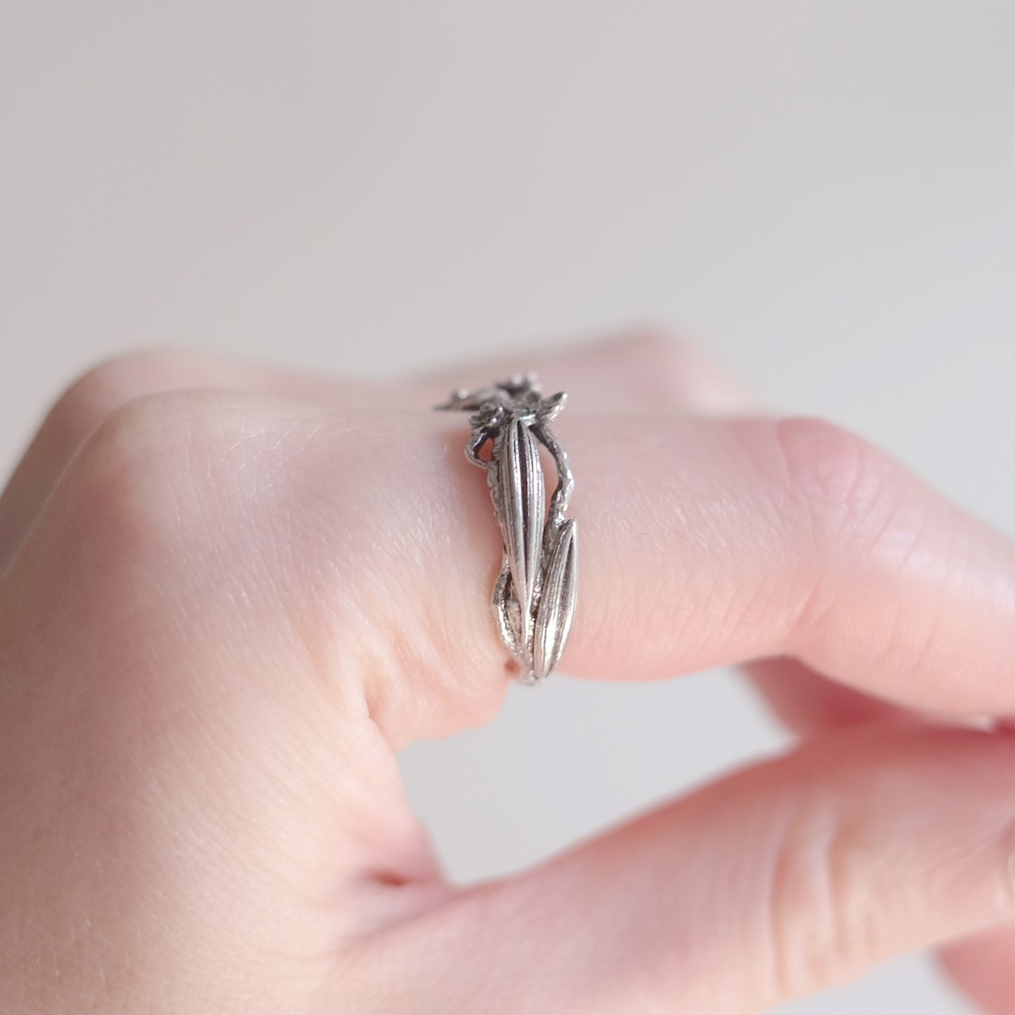 Sterling Silver Floral Open Ring