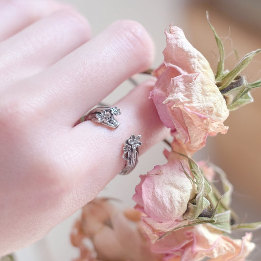 Sterling Silver Floral Open Ring
