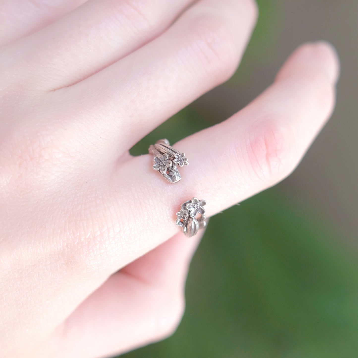 Sterling Silver Floral Open Ring