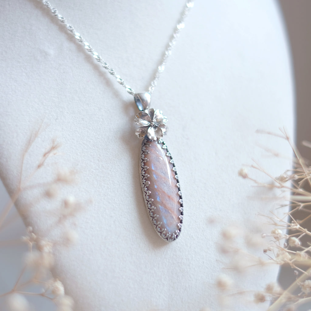 Sunstone iris pendant necklace
