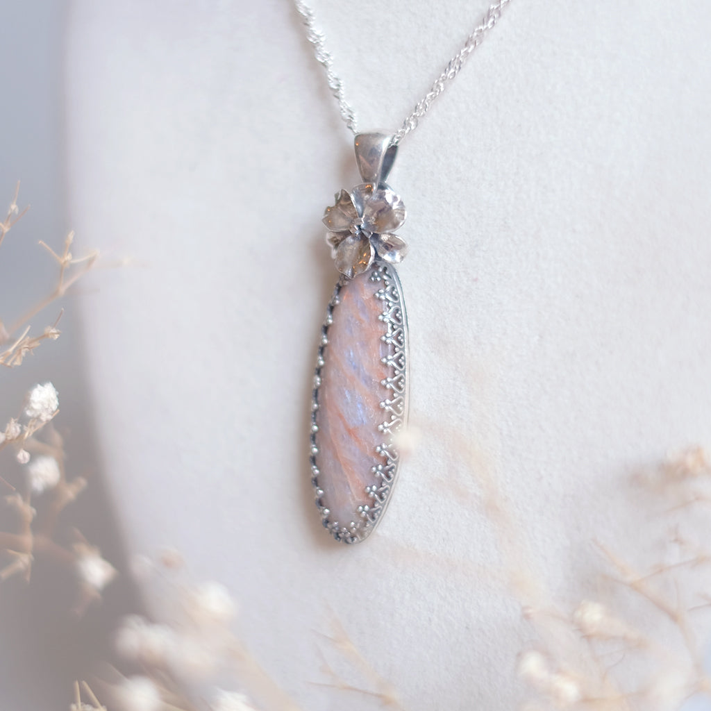 Sunstone iris pendant necklace