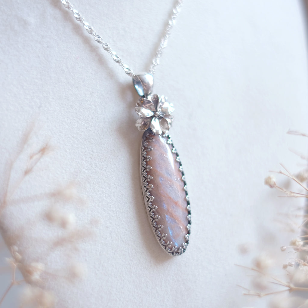 Sunstone iris pendant necklace