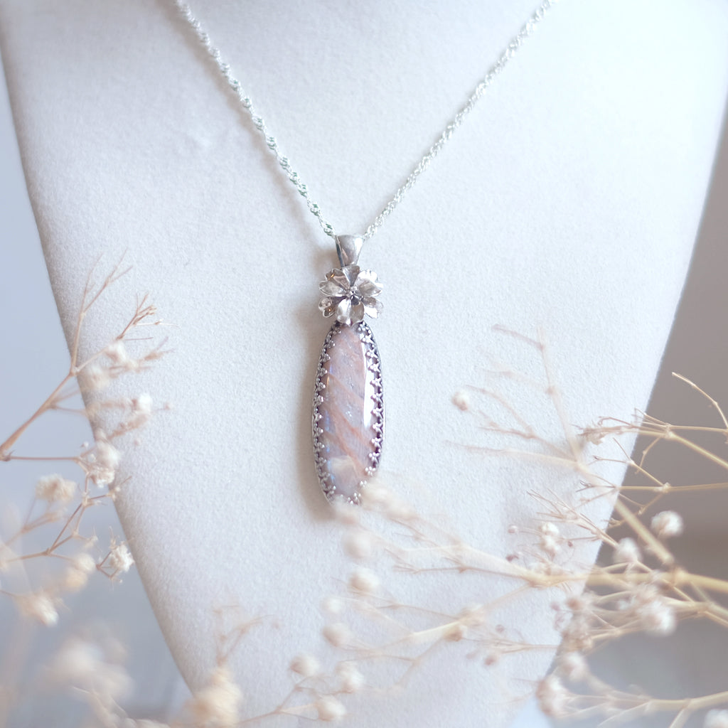 Sunstone iris pendant necklace