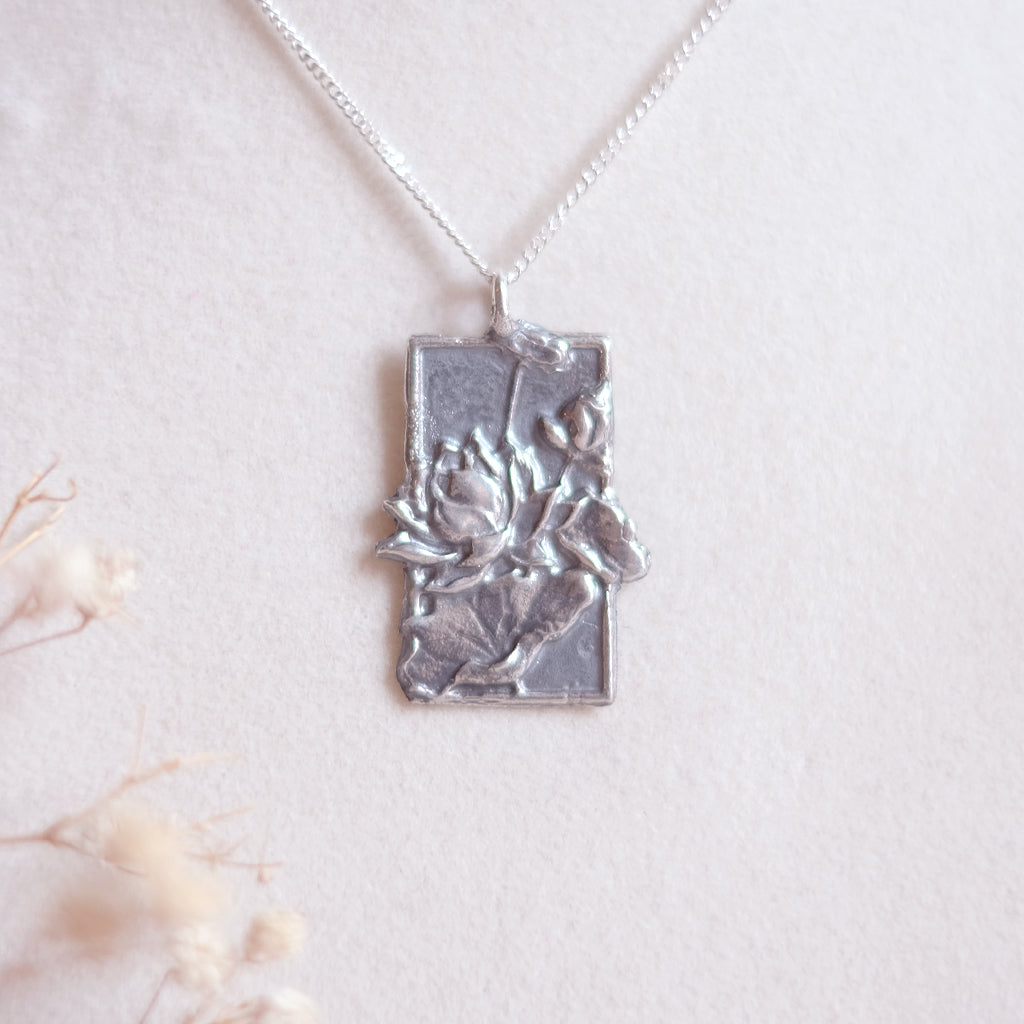 Lotus stamp – Sterling Silver Necklace