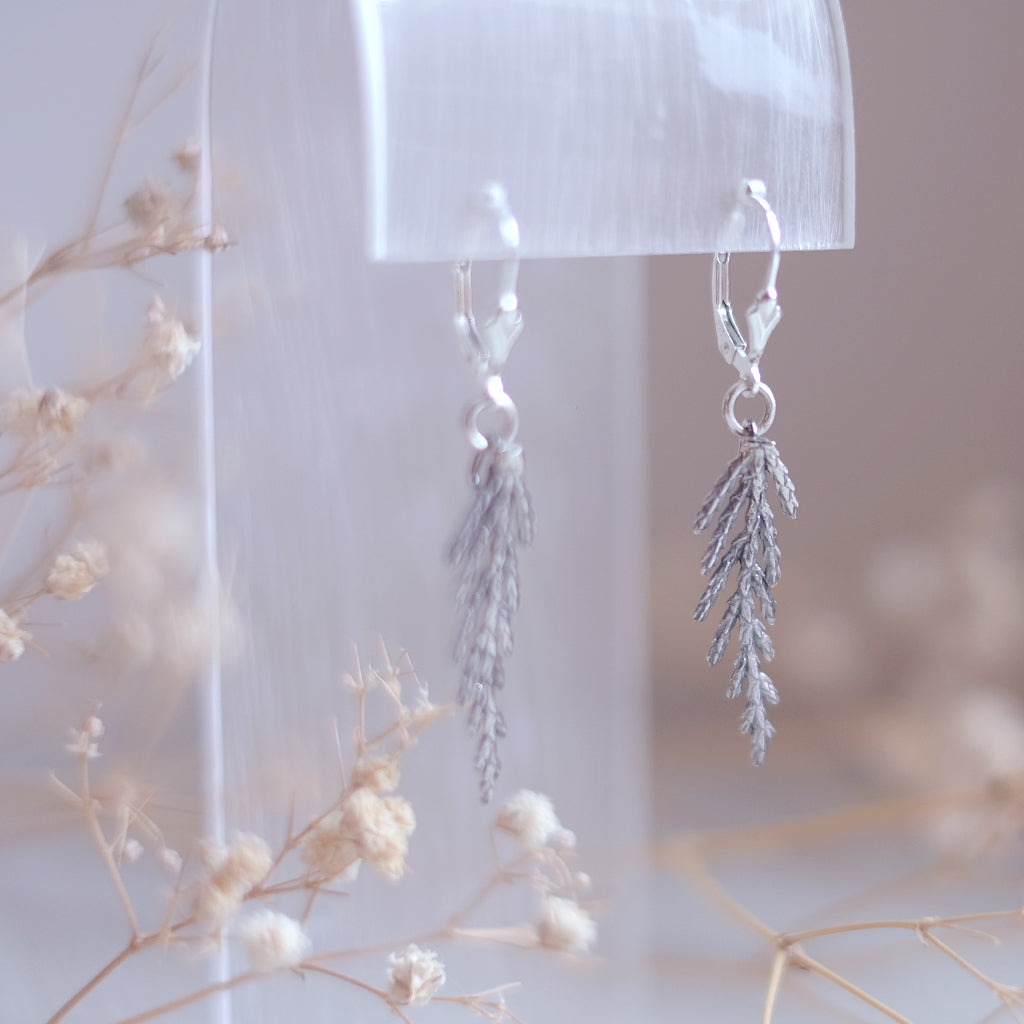 Small Cedar Branches – Sterling Silver Earrings