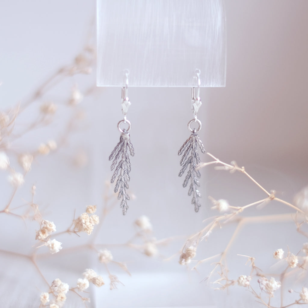Small Cedar Branches – Sterling Silver Earrings