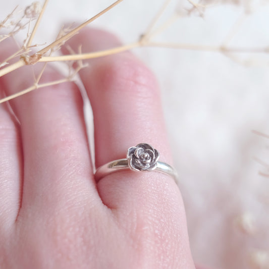 Sterling Silver Ring Tiny Rose