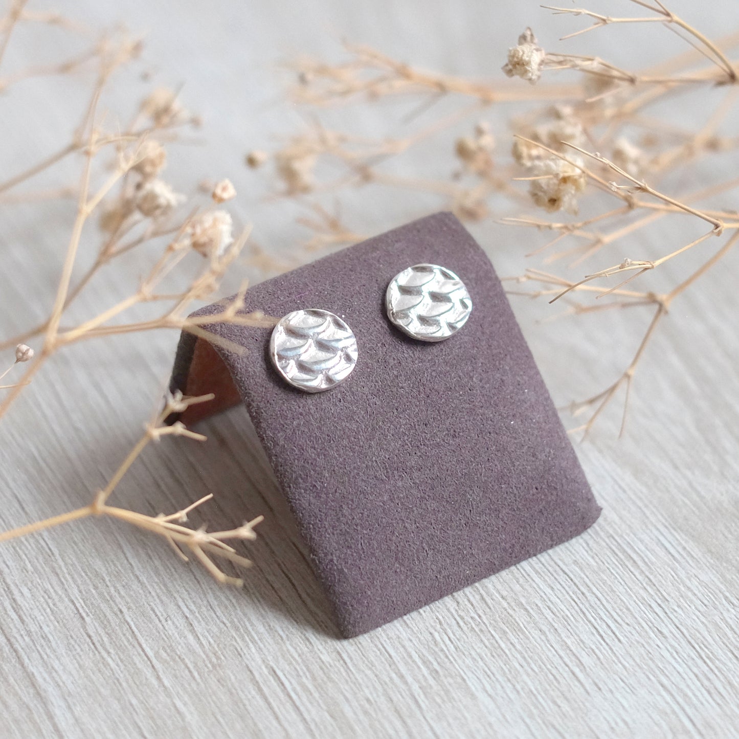 Fish scales studs – Sterling Silver Earrings