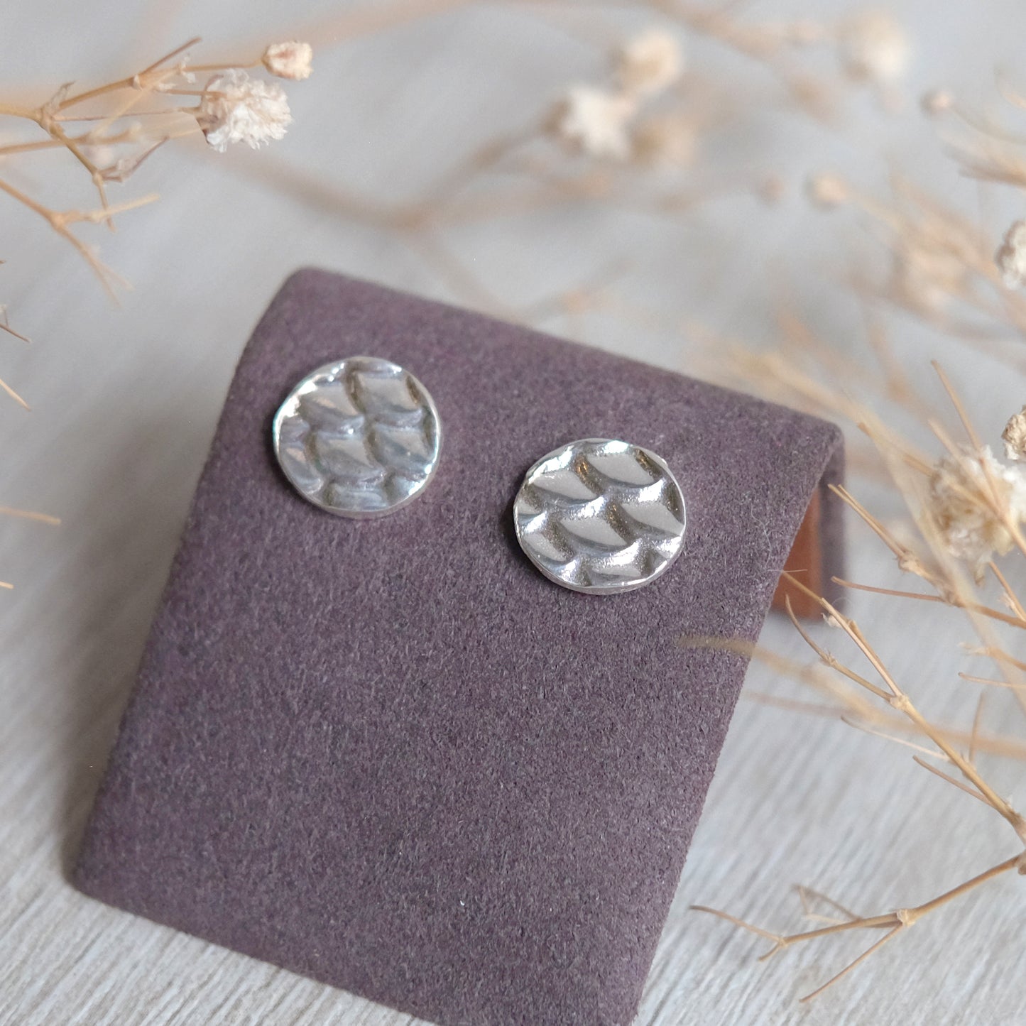 Fish scales studs – Sterling Silver Earrings