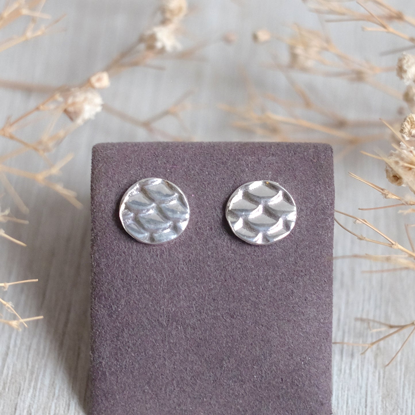 Fish scales studs – Sterling Silver Earrings