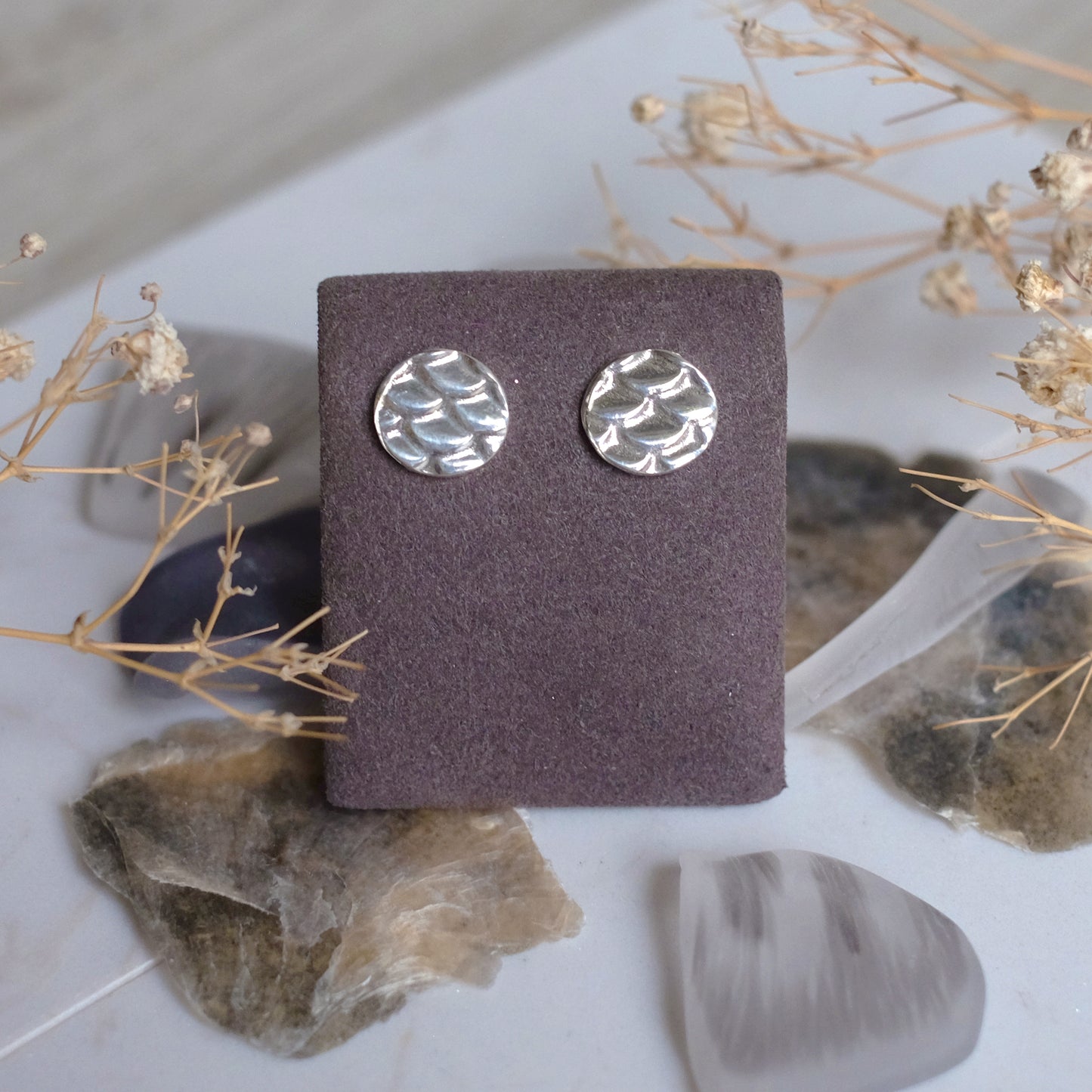 Fish scales studs – Sterling Silver Earrings