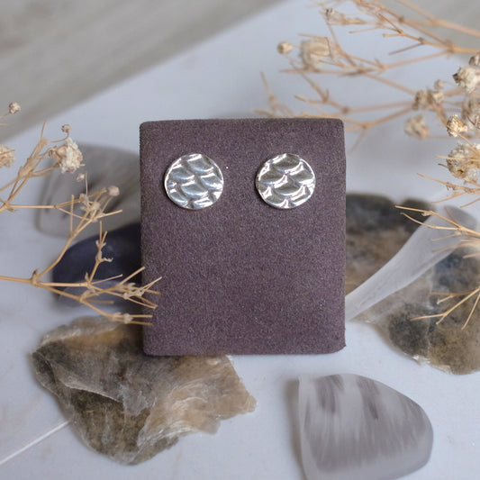Fish scales studs – Sterling Silver Earrings