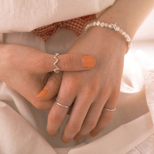 Pierres de rivière et perles d’eau douce – Bracelet en argent sterling