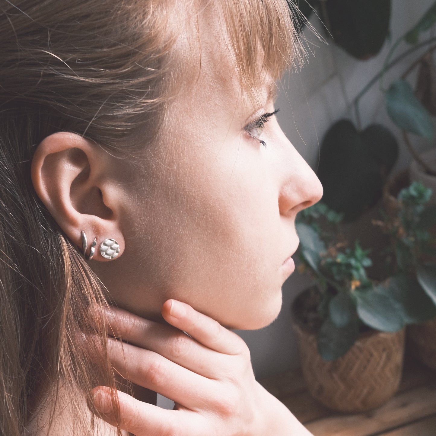 Fish scales studs – Sterling Silver Earrings