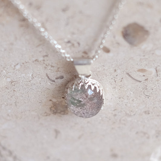 Sterling Silver Pendant Necklace with Crystallized Moss