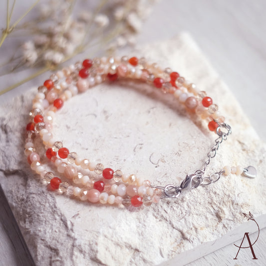 Stainless Steel Bracelet with Sunstone and Carnelian