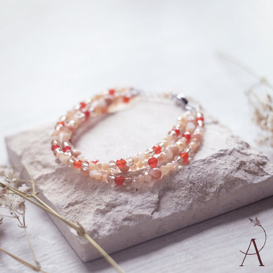 Stainless Steel Bracelet with Sunstone and Carnelian